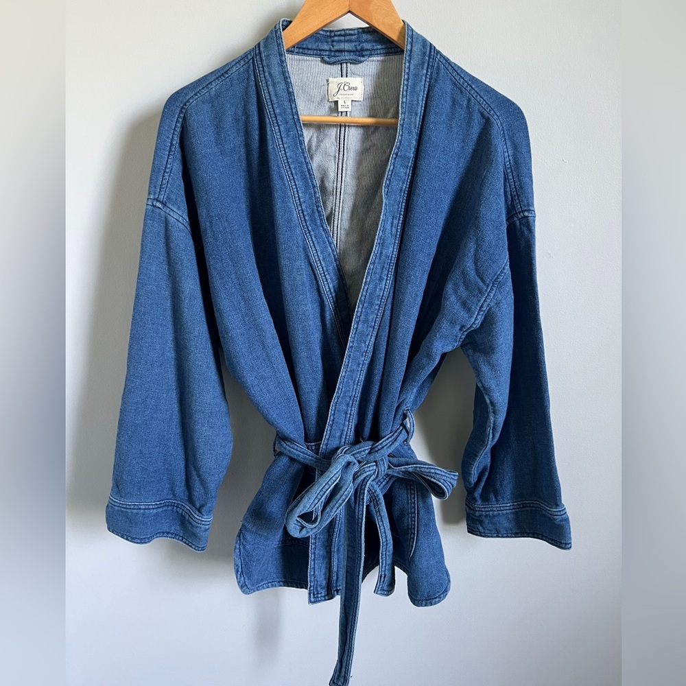 J CREW soft cotton denim kimono wrap size large